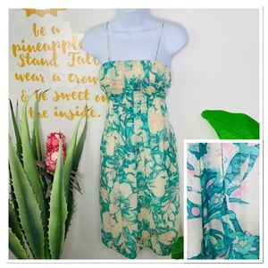 Rebecca Taylor Green and Cream Midi Dress